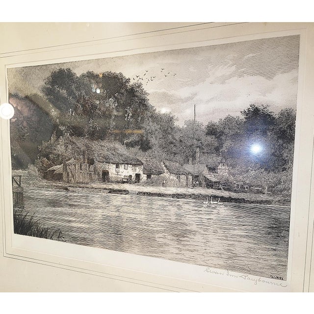 Realism 19c Etching, 'Swan Inn Raybourne', by David Law For Sale - Image 3 of 5