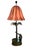 Vintage Palm Beach Regency Cast Iron Palm Tree Monkey Table Lamp W/ Hard Pleated Bell Red Parasol Shade For Sale - Image 12 of 12
