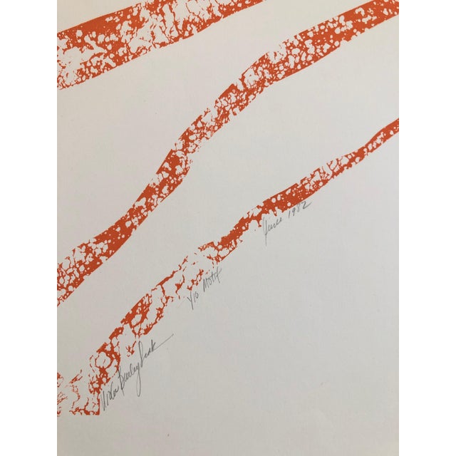 Contemporary Viola Burley Leak, Motif. Abstract, African American Artist Viola Leak Woodcut Silkscreen Print, 1982 For Sale - Image 3 of 4