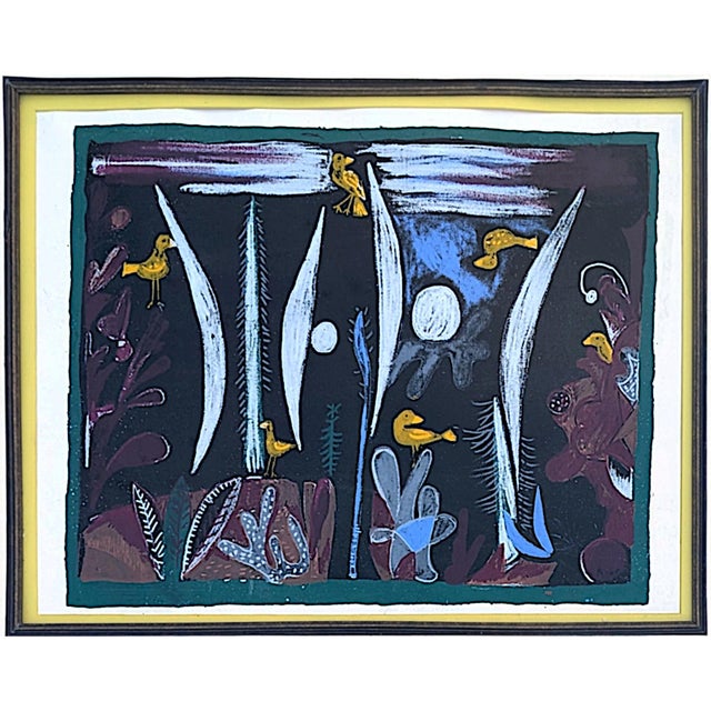 Abstract Vintage 1960's After Paul Klee "Landscape With Yellow Birds" Lithograph, Framed For Sale - Image 3 of 6