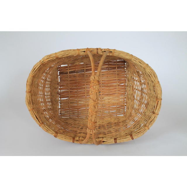 Vintage Woven Wicker & Rush Market Basket For Sale - Image 10 of 11