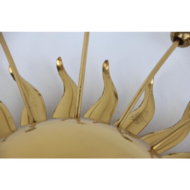 Goldenrod Sunburst Sputnik Wall Lamp in Brass, 1950s For Sale - Image 8 of 16