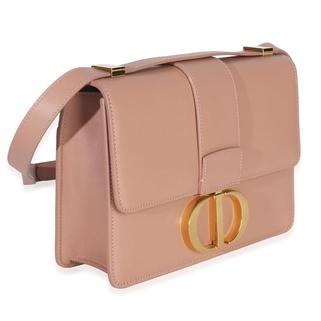 Contemporary Beige Smooth Box Calfskin 30 Montaigne Flap Bag For Sale - Image 3 of 9
