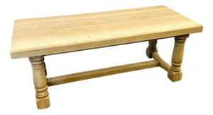 Large Vintage French Sanded Full Oak Dining Table, France, 1960s