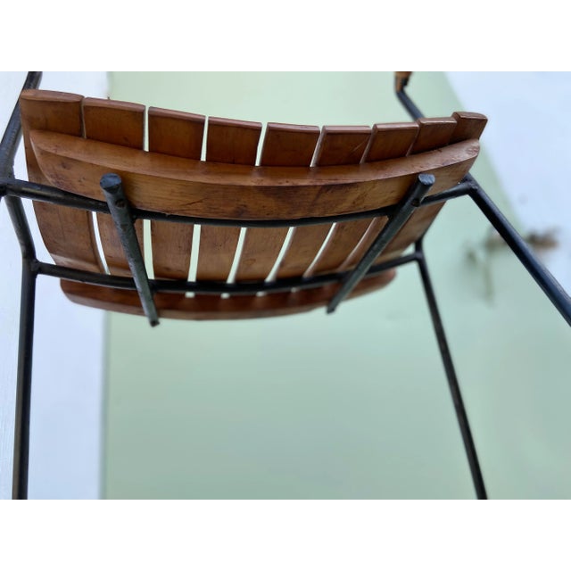 Arthur Umanoff Style Barstool With Jute Woven Seat Back and Classic Slatted Seat For Sale - Image 13 of 13