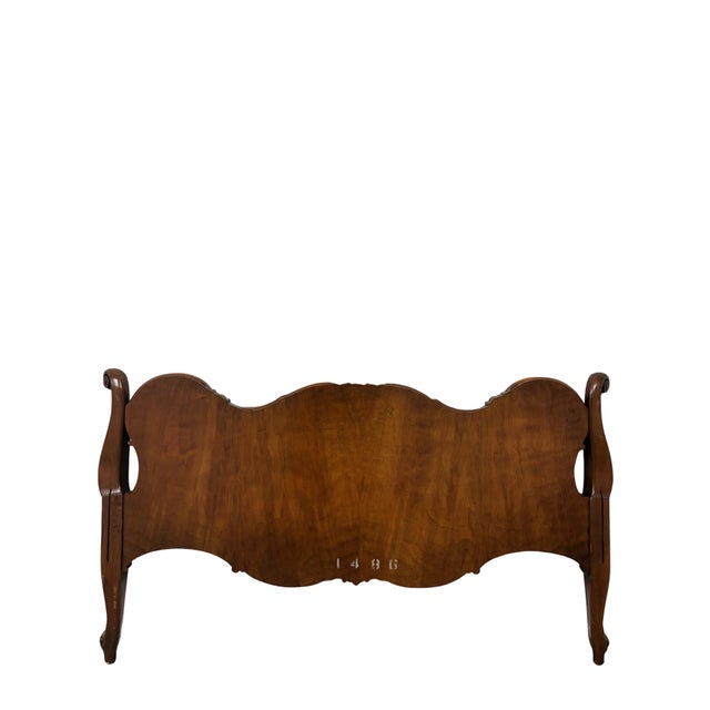 Early 20th Century Antique French Louis XV Style Flame Mahogany Twin Bed Frame With Gilt Carved Accents For Sale - Image 5 of 8