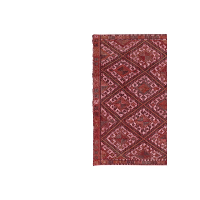 Turkish Jajim Kilim Rug - Wool Rug With Geometric Motif 5'1'' X 8'1'' For Sale - Image 4 of 10