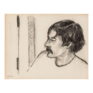 Manfred Schwartz Portrait of Man Charcoal on Paper