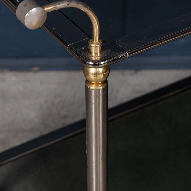 Metal Vintage 20th Century Italian Steel & Brass Framed Drinks Trolley, 1980s For Sale - Image 7 of 18