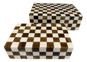 Wood Inlaid Boxes, Pair