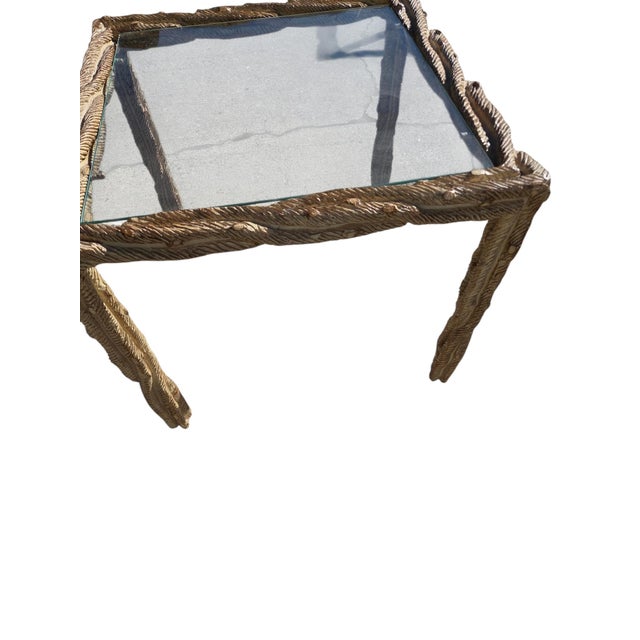 Vintage Carved Faux Bois Mid Century Side Table Hollywood Regency Carved Wood For Sale - Image 18 of 18