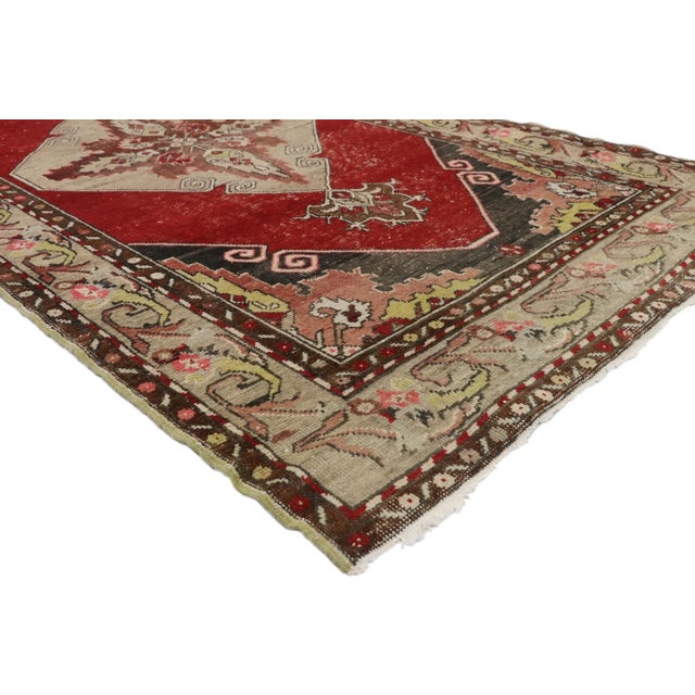 73674 Vintage Turkish Oushak Rug Runner, 03'07 x 11'07. Turkish Oushak carpet runners epitomize a unique style of...