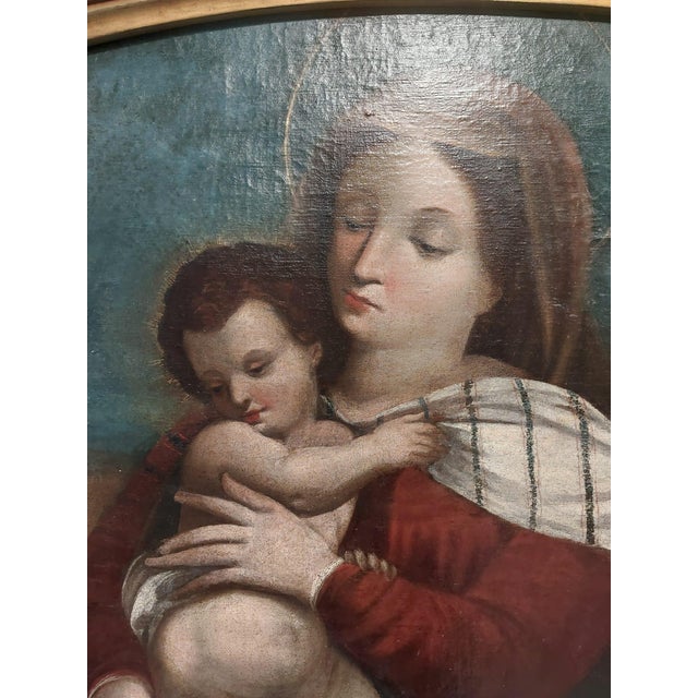 17th Century Italian School Artist, Madonna and Child with the Infant Saint John, 1690s, Oil Painting on Canvas, Framed For Sale - Image 5 of 15