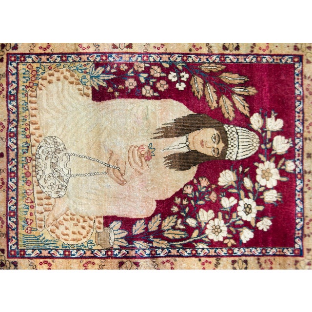 19th Century Pictorial Lavar Kirman Rug For Sale In Chicago - Image 6 of 13