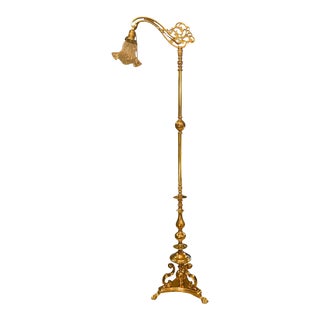 1920s Hubley Renaissance Revival Solid Brass Heavy Floor Lamp For Sale