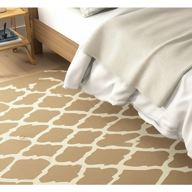 Camel 10x14 Iris Moroccan Brown Geometric Modern Flatweave Wool Carpet Rug For Sale - Image 8 of 8