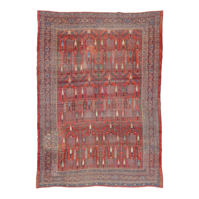MYSTICAL FOREST Compelling Tree of Life in Natural Dyes, C. 19th Century Rug 9.2 x 12.9 For Sale