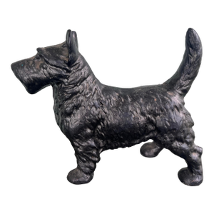 1940s Cast Iron Scottish Terrier Two-Pieces Heavy Doorstop