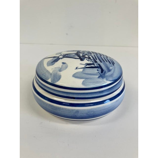 Mid 20th Century Vintage Blue & White Delft-Style Ceramic Lidded Trinket Box, 1950s–1970s For Sale - Image 5 of 8