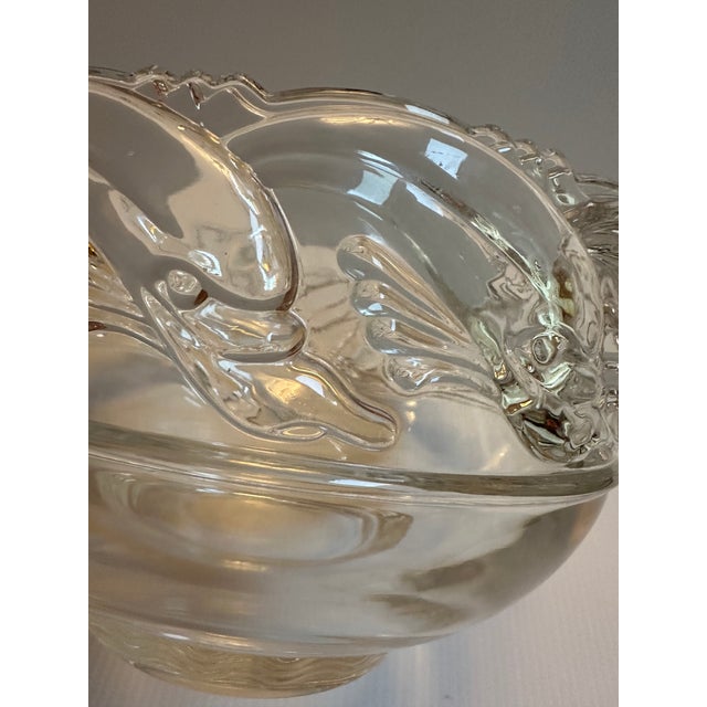 Tiffany and Co. Tiffany & Co. Mid Century Modern Clear Art Glass Crystal Bowl With Dolphins 8"x 5" For Sale - Image 4 of 15