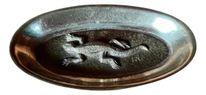 Vintage Brass Bowl with Raised Salamander, 1930s