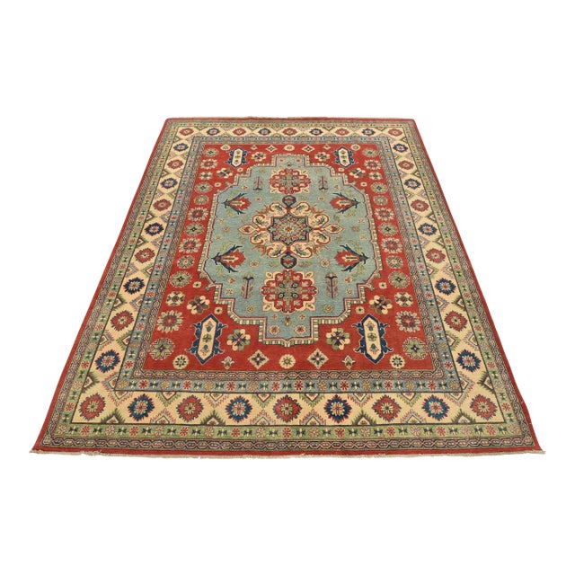 Kazak Rug 8’3” X 10′ Blue Wool Traditional Hand-Knotted Oriental Carpet For Sale