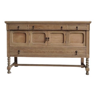Antique Natural Oak Sideboard With Barley Twist Legs For Sale