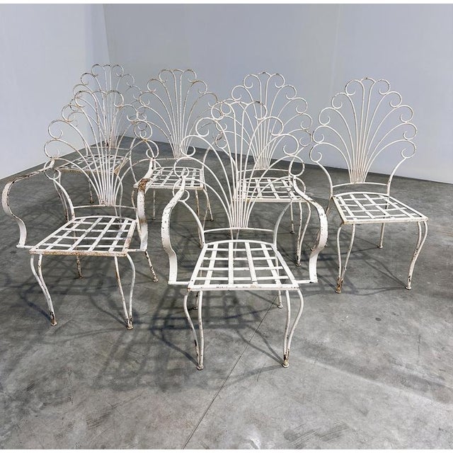French Peacock Garden Patio Chairs, 1950s, Set of 6 For Sale - Image 14 of 14