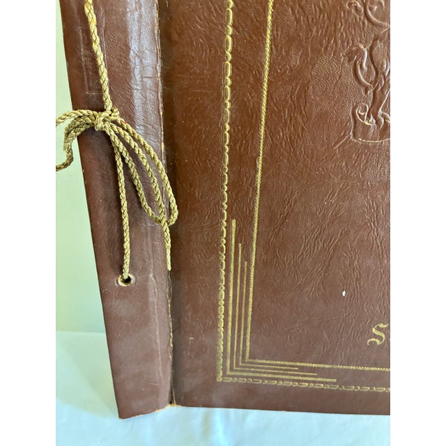 Vintage Embossed Leather Scrapbook Album With Crest and Gold Detailing For Sale - Image 9 of 14