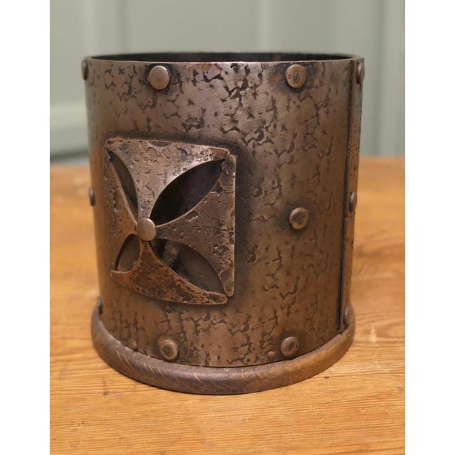 French Arts and Crafts Pewter Bottle Carrier, 1960 For Sale - Image 3 of 8