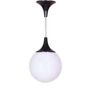 Mid-Century Chandelier in Chromed Steel and Opaline Glass, Czech, 1950s For Sale