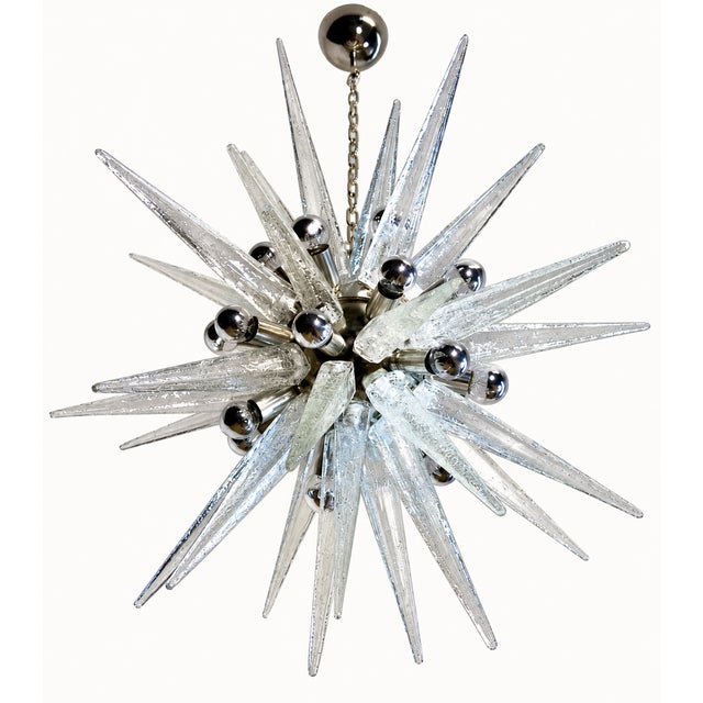Not Yet Made - Made To Order Sputnik Pendant Light with 31 Transparent and Nickel Murano Glass Tips from Justfurnituress SRL For Sale - Image 5 of 8