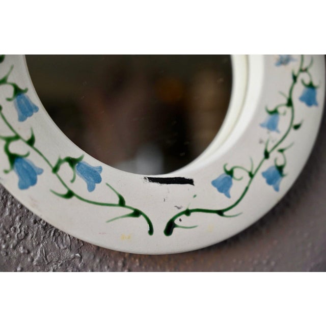 Round Bohemian Ceramic Wall Mirror, 1960s For Sale - Image 4 of 5