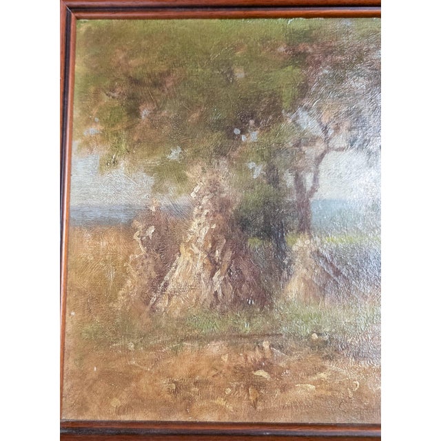 American 20th Century American Tonalist Fall Landscape With Corn Stalks by William Charles Stevens For Sale - Image 3 of 15