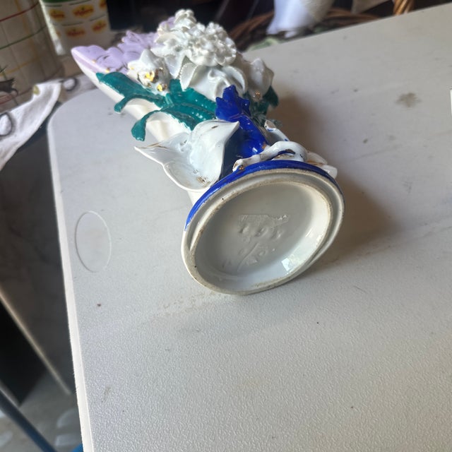 Purple Pair of Large Vintage Italian Floral Vases For Sale - Image 8 of 8