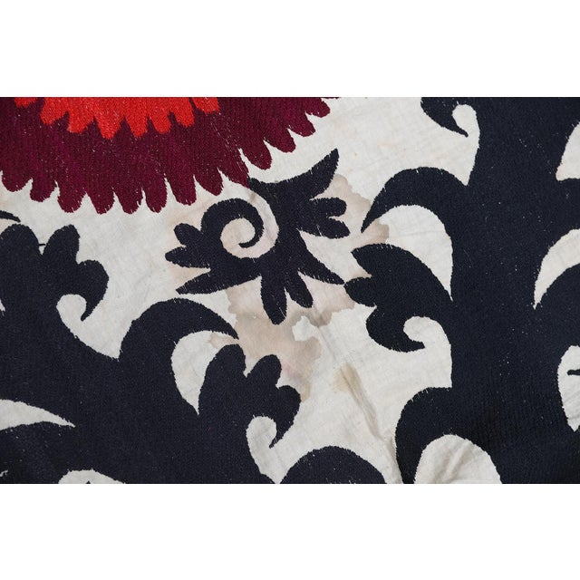 Antique White Vintage Handcrafted Embroidered Suzani Wall Decor and Colorful Tapestry For Sale - Image 8 of 9