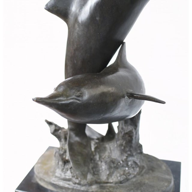 Vintage Bronze Dolphin Statue For Sale - Image 13 of 14