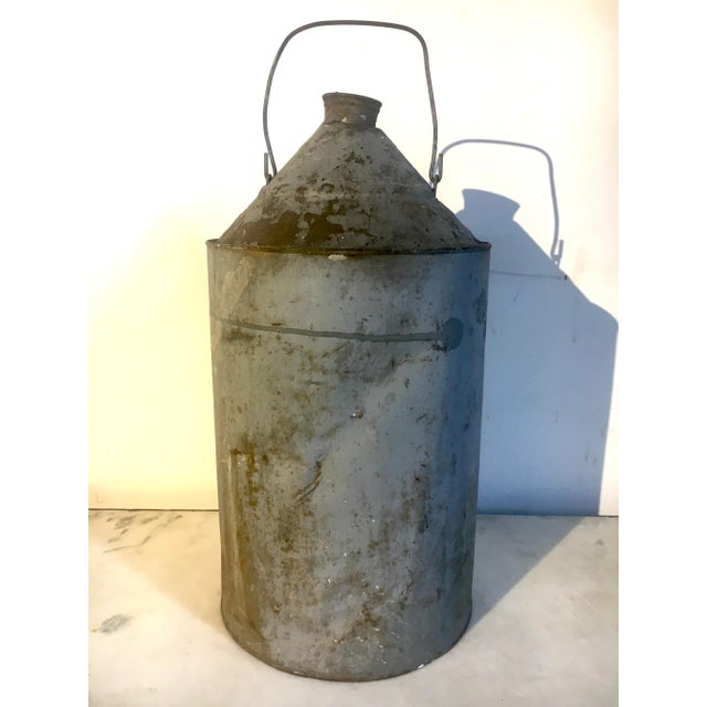 Metal 16" Early 20th Century Rustic Farmhouse Can For Sale - Image 7 of 7