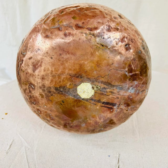 Mid Century Handmade Large Copper Container With Handle For Sale - Image 6 of 8