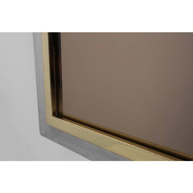 1980s Large Mid-Century Mirror in Metal and Fumé Glass from Belgo Chrome, Belgium, 1980s For Sale - Image 5 of 12