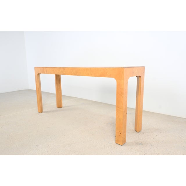 1980s Henredon Scene Two Burl Wood Console Table | Newly Refinished For Sale - Image 5 of 18