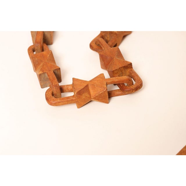 Vintage Folk Art Hand-Carved Bow Tie Whimsy Chain For Sale - Image 10 of 12
