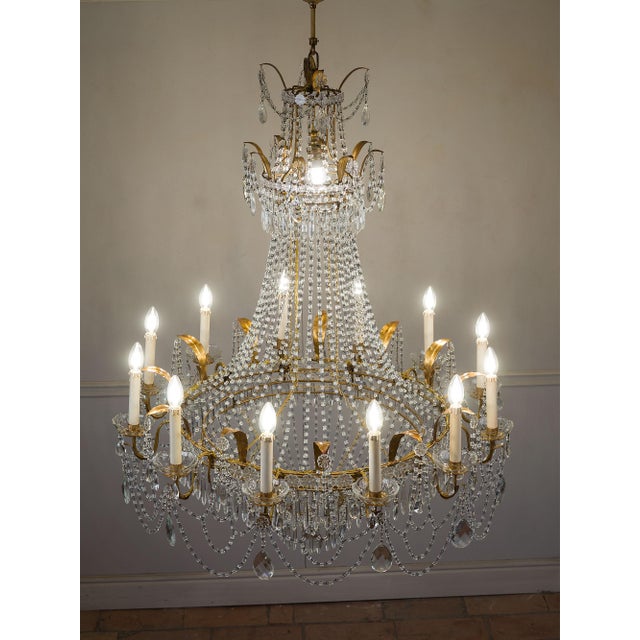 Large Empire Crystal Hot Air Balloon Chandelier, Italy, 1940s For Sale - Image 4 of 18