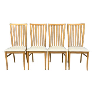 1980s Italian Modern Beech Dining Chairs - Set of 4 For Sale