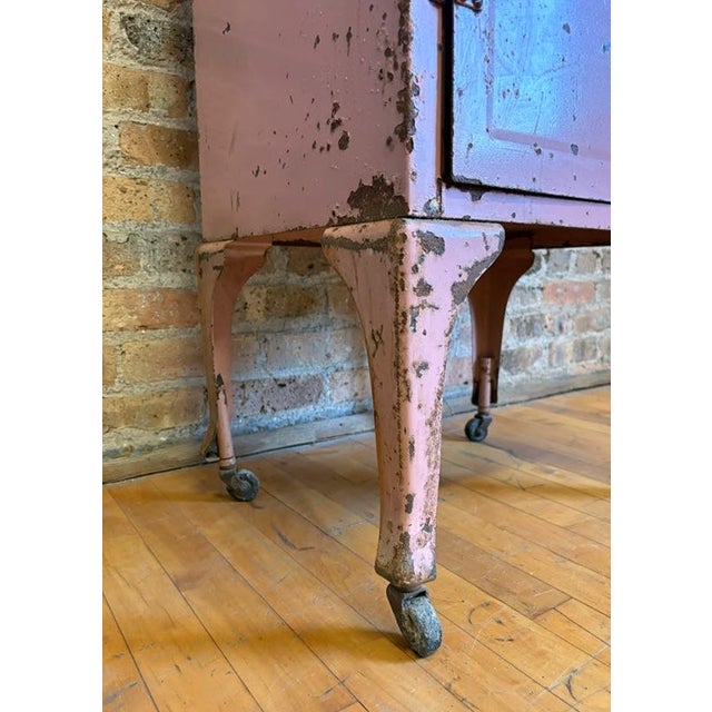 Vintage Pastel Pink Industrial Medical Rolling Cabinet For Sale - Image 17 of 17