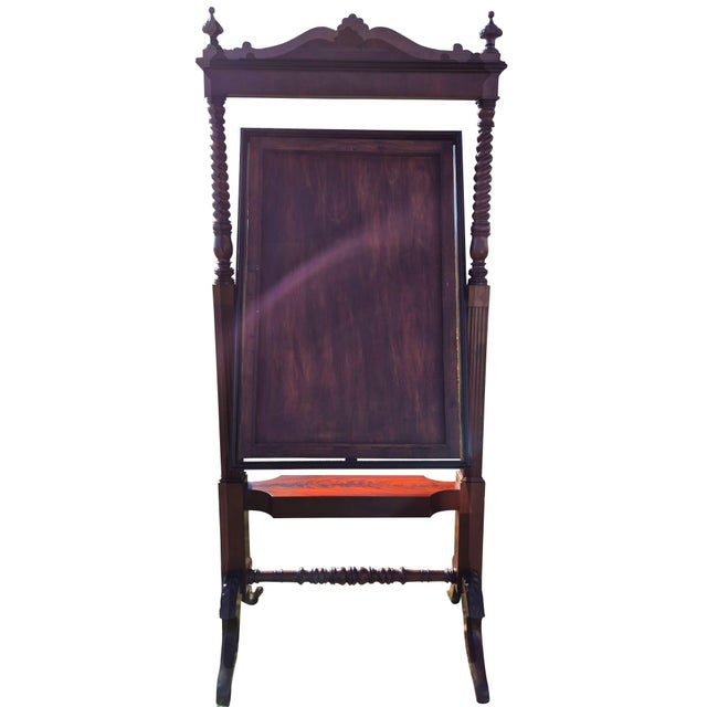 Antique Tilting Floor Mirror in Mahogany with Beveled Glass, 1870 For Sale - Image 11 of 18