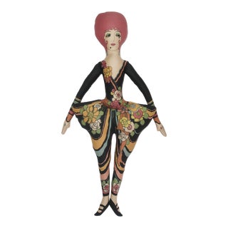Peter Max Mod Fabric Lady Doll Sculptural Pillow For Sale