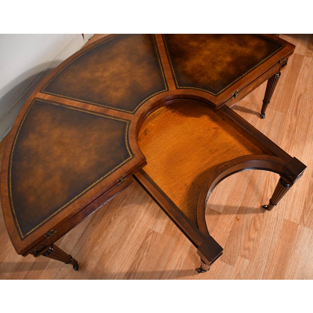 Brown 1930s Weiman English Regency Mahogany & Leather Top , Flip-Top Coffee Table For Sale - Image 8 of 18