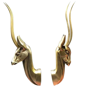 Modernist Anodized Aluminum Gazelle Wall Sculpture by Pendergast - a Pair