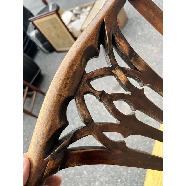 Late 18th Century A Pair of Mahogany Gothic Chippendale Side Chairs, Mid-Atlantic States, Circa 1770’s For Sale - Image 5 of 12